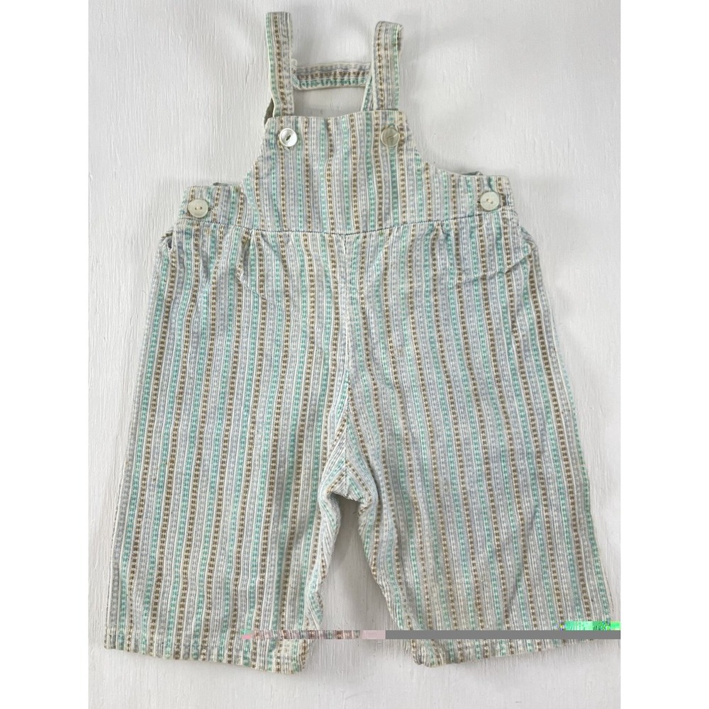 Vintage baby overalls Mint Green gray Blue Brown Corduroy Button 1960s HANTEX